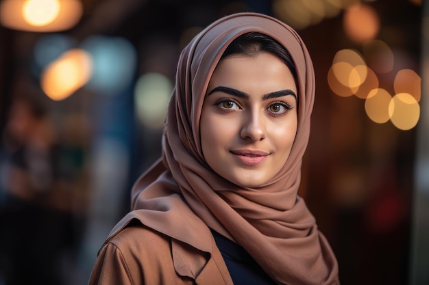 Uma jovem muito bonita com um hijab cobrindo a cabeça Generative AI