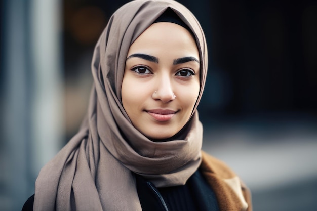 Uma jovem muito bonita com um hijab cobrindo a cabeça Generative AI