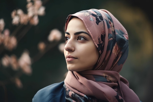 Uma jovem muito bonita com um hijab cobrindo a cabeça Generative AI
