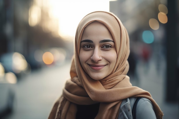 Uma jovem muito bonita com um hijab cobrindo a cabeça Generative AI