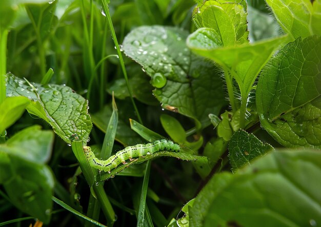 uma lagarta que está em uma planta