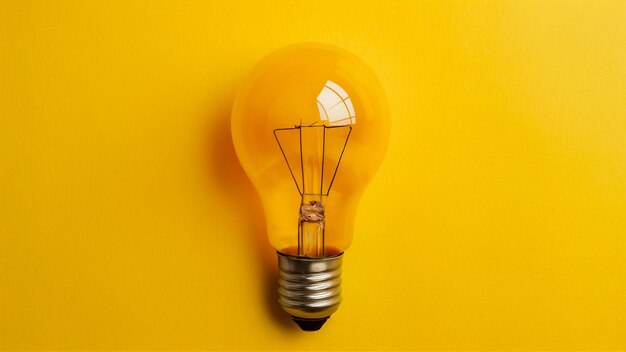 uma lâmpada amarela que está em uma parede amarela