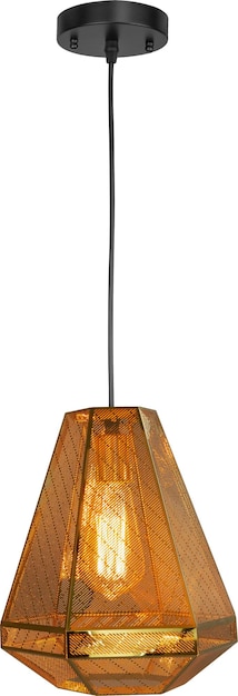 Uma lâmpada com um poste de metal e um poste de metal.