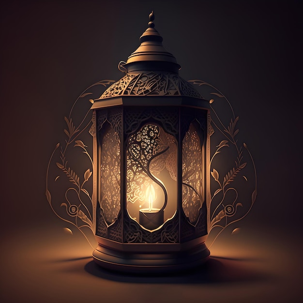 Uma lâmpada de ouro e prata com as palavras ramadã nela