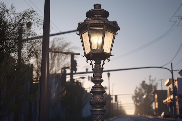 Uma lâmpada de rua em uma rua