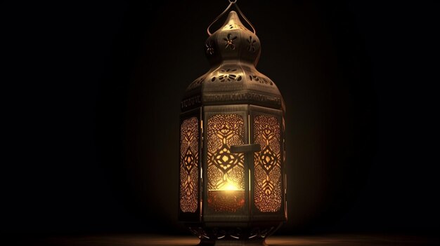 Uma lâmpada Ramadan Mubarak e conceito de eid Mubarak