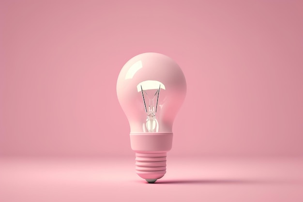 Uma lâmpada rosa com uma lâmpada em um fundo rosa.