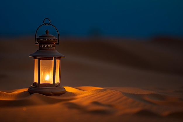 Uma lanterna cercada por areia generativa AI