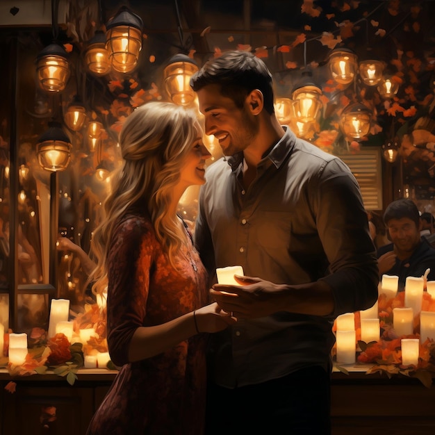 Uma lanterna de casal39 iluminada serenata generativa Ai