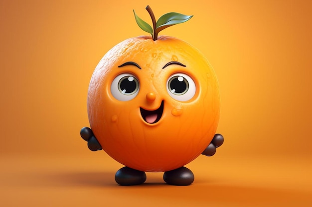 Uma laranja com um rosto desenhado nela