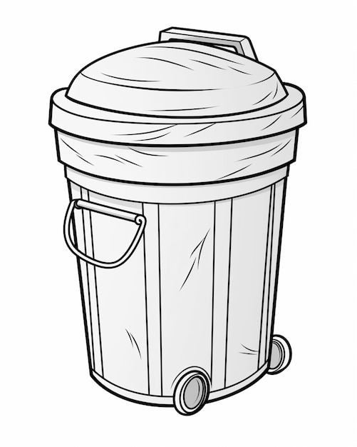 uma lata de lixo de desenho animado com uma tampa e uma alça generativa ai