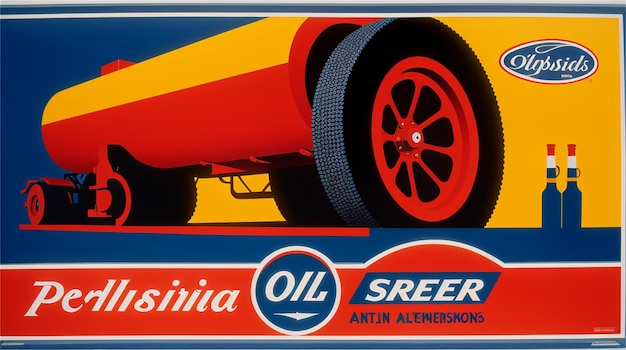 Uma lata de um carro com um logotipo amarelo e vermelho que diz óleo de óleo na lateral.