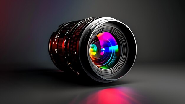 uma lente de uma lente de câmera com uma lente vermelha