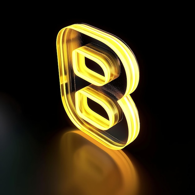 Foto uma letra amarela b é iluminada com um b sobre ele
