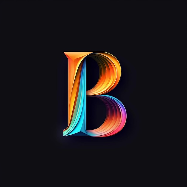 uma letra colorida "b" sobre um fundo preto.