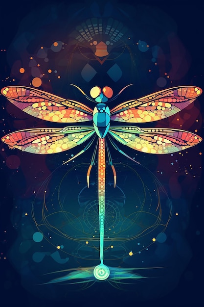 Uma libélula colorida com a palavra libélula nela.