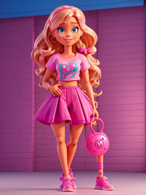 Uma linda barbie com cabelos brancos Boneca estilosa