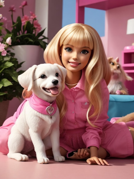 Uma linda barbie com cabelos brancos Boneca estilosa