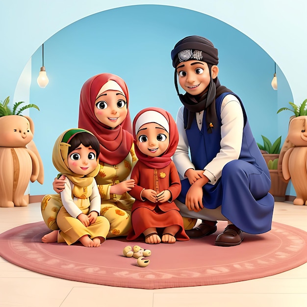 Foto uma linda família muçulmana