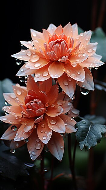 uma linda flor com gotas de água