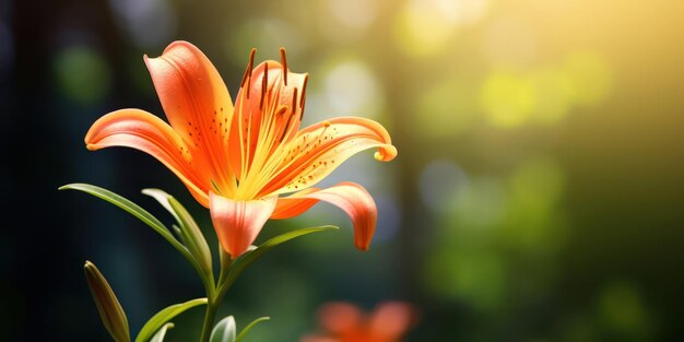 Uma linda flor de lírio ampliada em macro