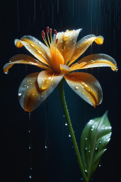 Uma linda flor na chuva