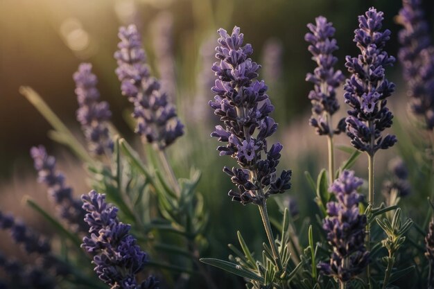 uma linda lavanda em flor crescendo no campo