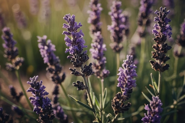 uma linda lavanda em flor crescendo no campo