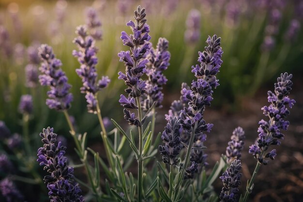 uma linda lavanda em flor crescendo no campo