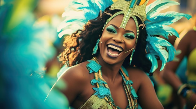 Uma linda mulher fantasiada no carnaval do Rio de Janeiro