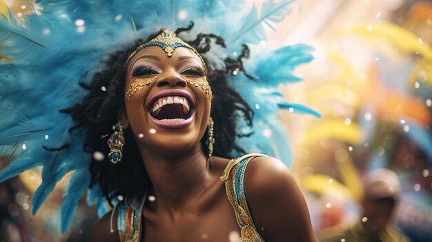 Uma linda mulher fantasiada no carnaval do Rio de Janeiro