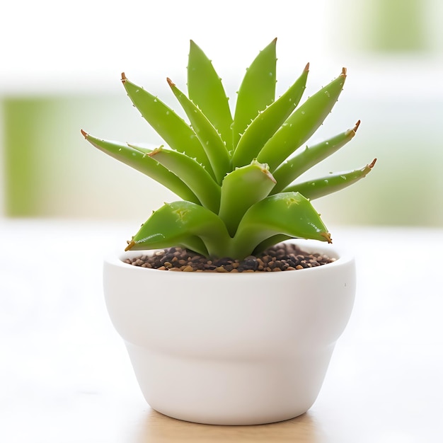 Uma linda planta de aloe em uma panela com fundo