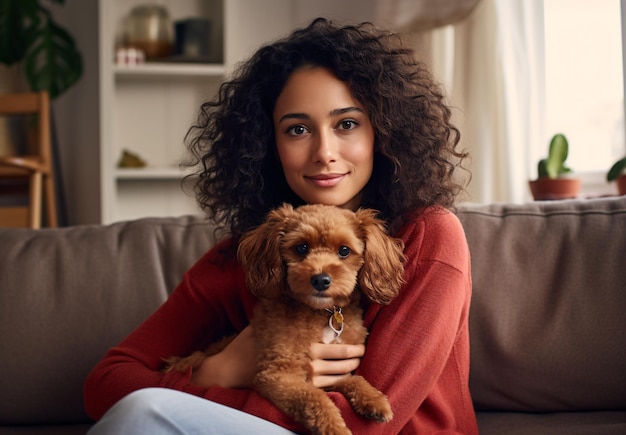 Foto uma linda rapariga com o seu cão.