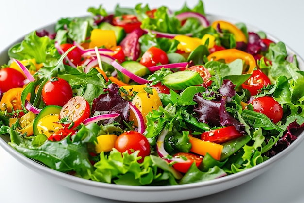 Uma linda tigela de salada verde.