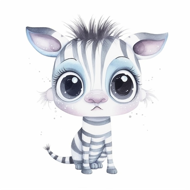 Uma linda zebra bebê com olhos grandes.