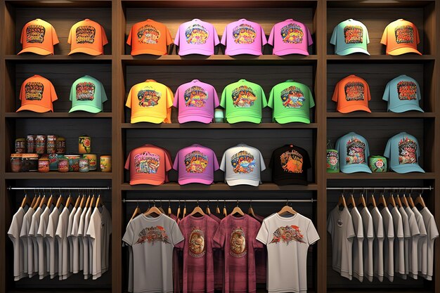 Foto uma loja com uma variedade de mercadorias e roupas coloridas perfeitas para qualquer ocasião