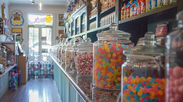 Uma loja de doces de estilo retro que o levará de volta aos seus dias de infância da máquina de pipocas em