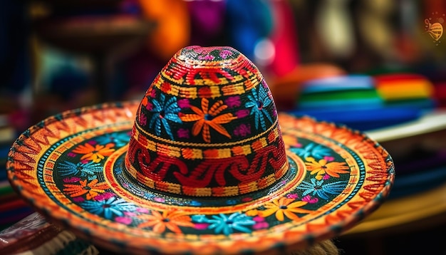 Foto uma loja de lembranças mexicana vende roupas e acessórios tradicionais vibrantes gerados por ia