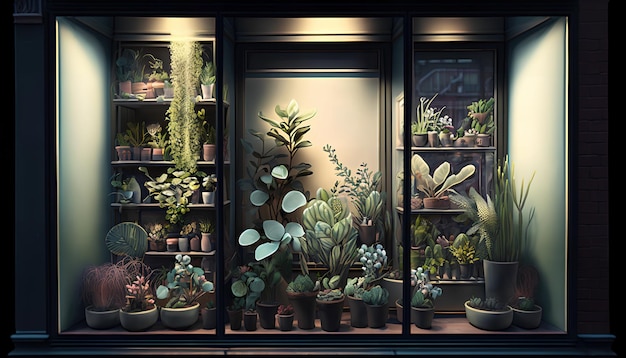 Uma loja de plantas com muitas plantas
