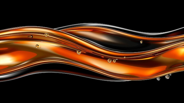 Foto uma longa linha curva de líquido com um esquema de cores dourado e preto