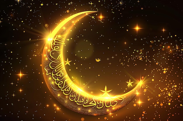uma lua crescente com uma estrela dourada