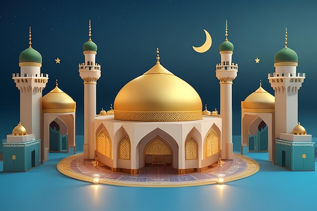 Uma lua é visível sobre um cartão islâmico de ramadan kareem modelo de design de banner de mídia social