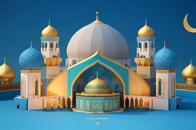 Uma lua é visível sobre um cartão islâmico de ramadan kareem modelo de design de banner de mídia social