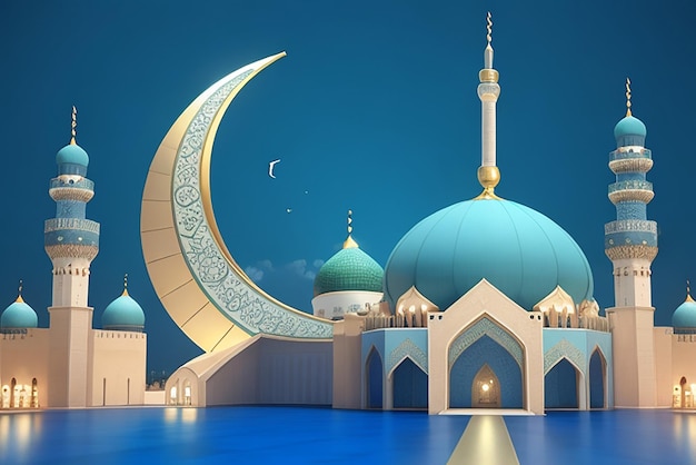 Uma lua é visível sobre um cartão islâmico de ramadan kareem modelo de design de banner de mídia social