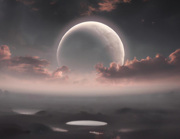 Uma lua é visível sobre um céu nublado Ai photo