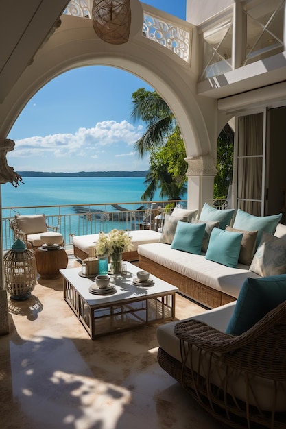 Uma luxuosa suite de ático com vista para as praias de areia branca e as águas turquesa de um exclusivo