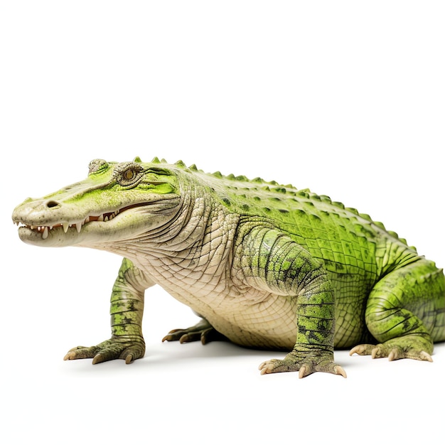 Foto uma luz de estúdio de crocodilo poroso isolada em fundo branco