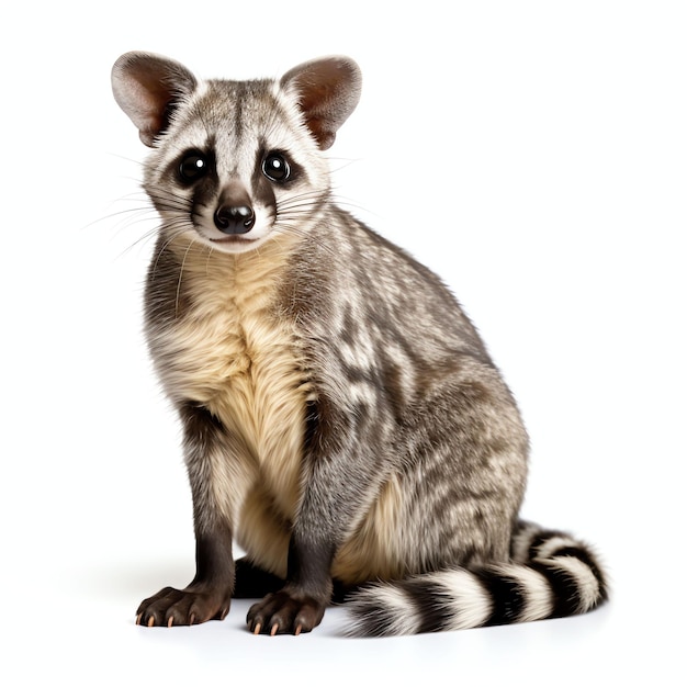 Foto uma luz de estúdio de gatos civet isolada em fundo branco