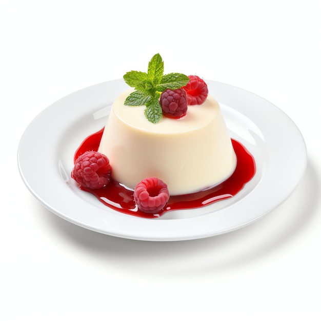 uma luz de estúdio de panna cotta isolada em fundo branco