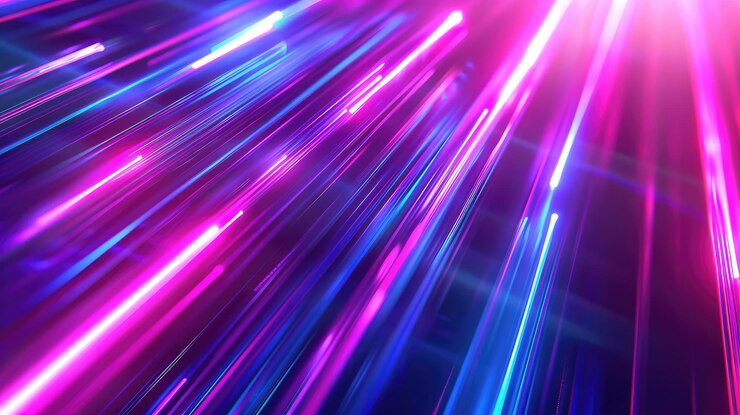 Foto uma luz de néon roxo e azul que está em uma mesa